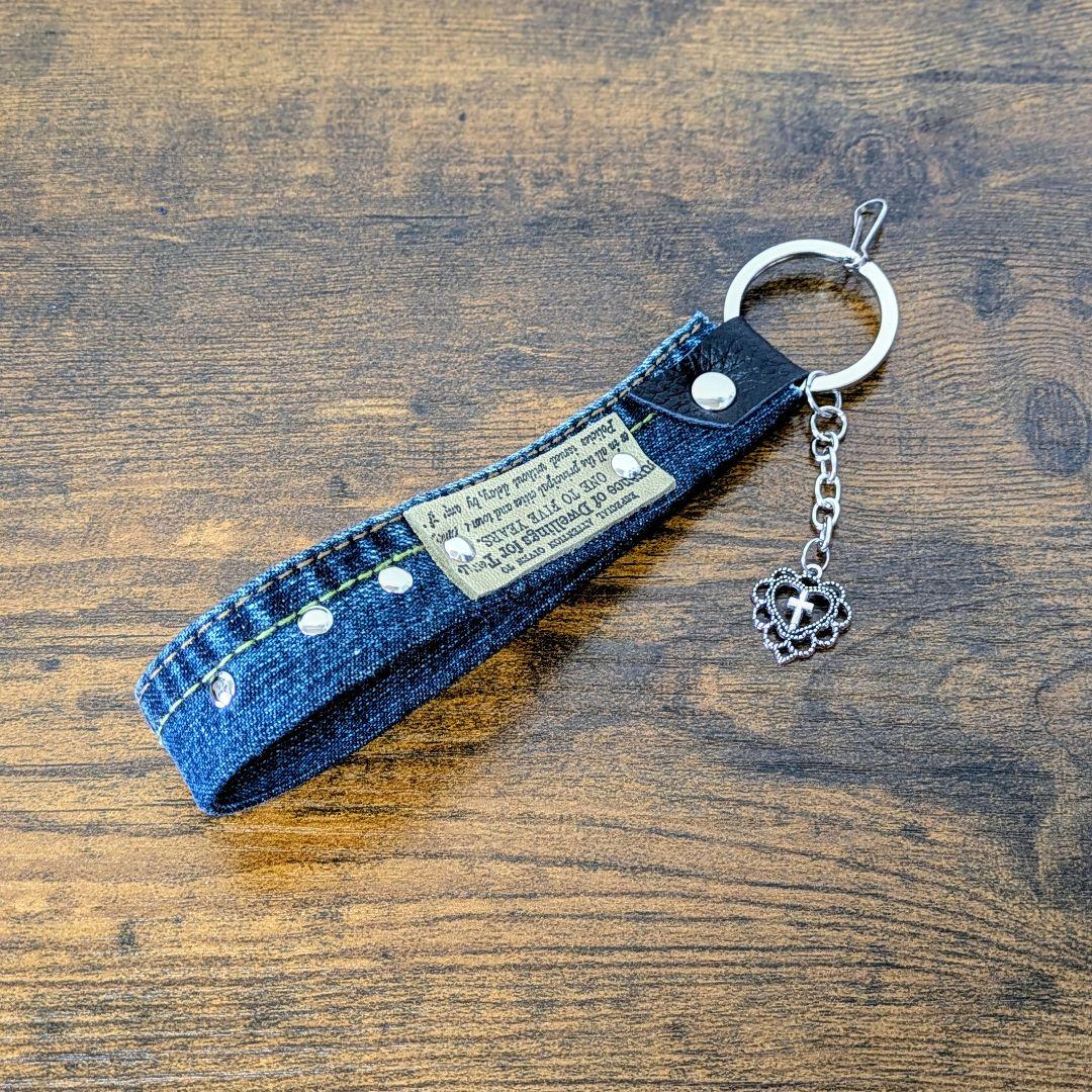 一点物 デニムリメイク 2wayバッグ 薔薇バックル スカル ゴシック ロック