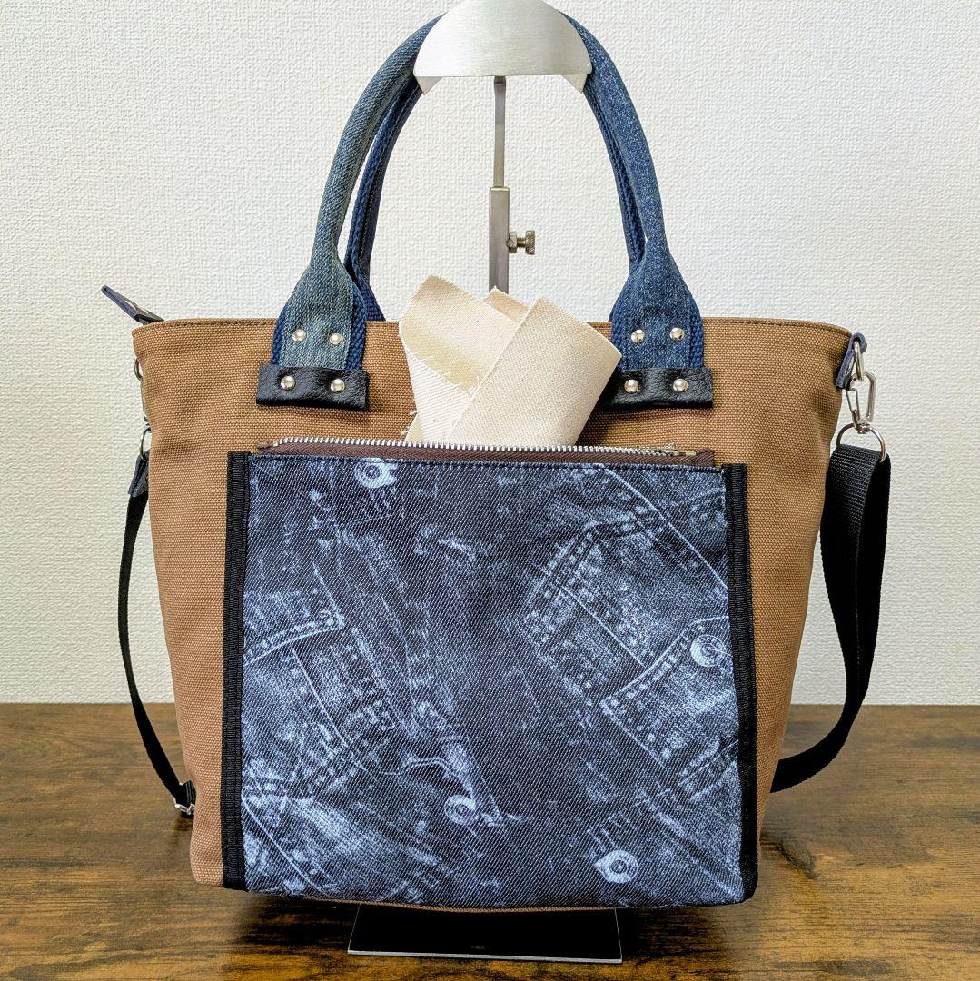 一点物 デニムリメイク 2wayバッグ 薔薇バックル スカル ゴシック ロック