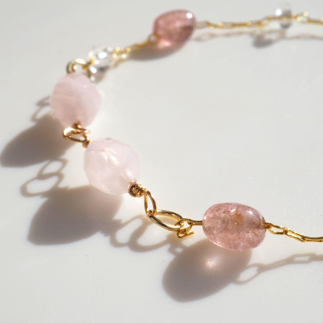 【Ruby】宝石質プレナイト×モルガナイトデザインブレスレット