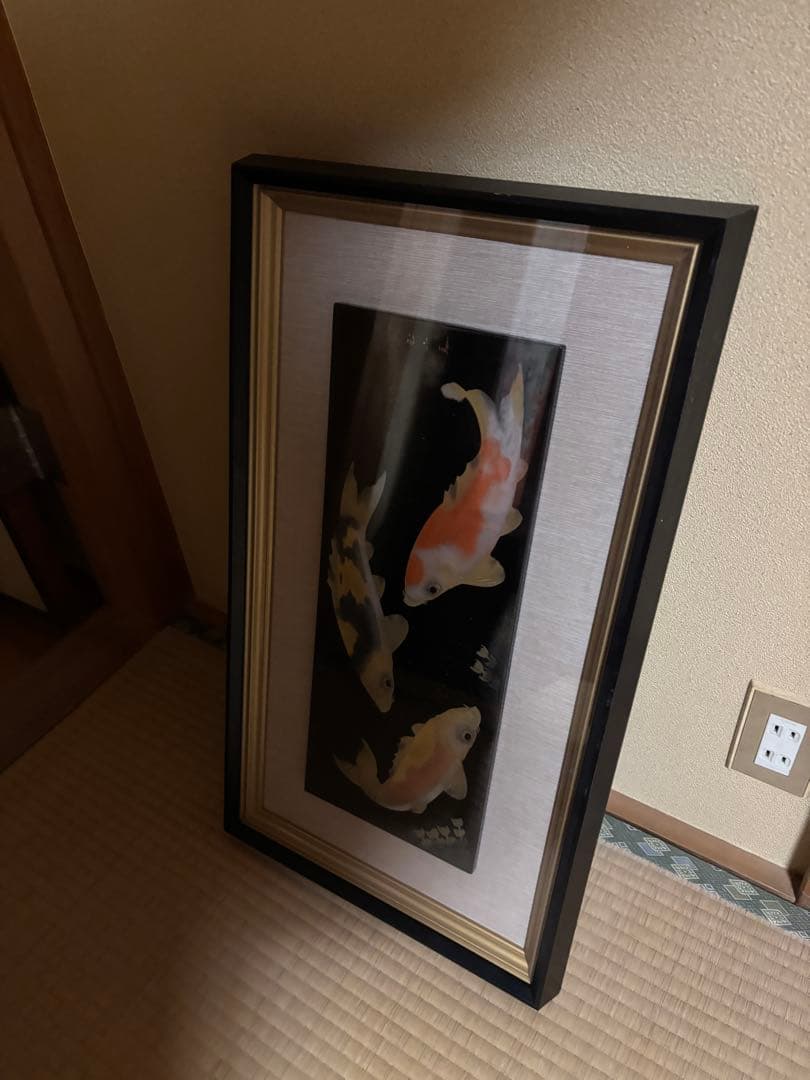【大門玉山 作】彫漆 鯉 額装 漆芸 一級技能士 漆工芸 62cm