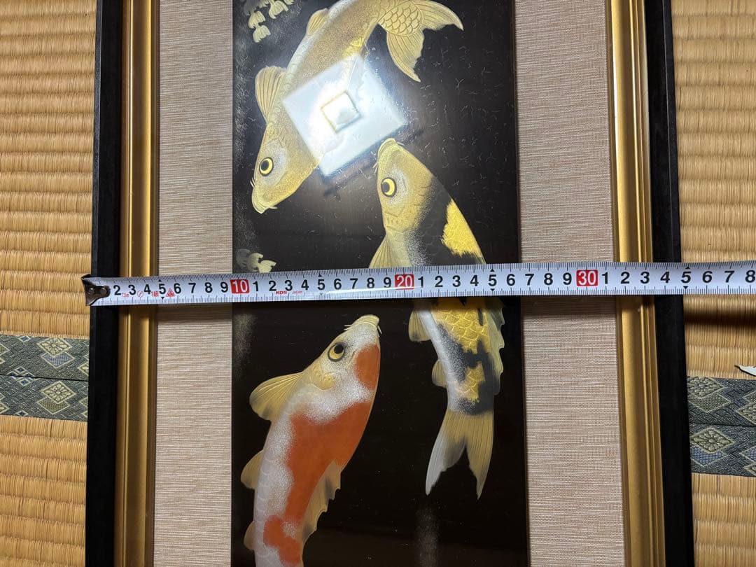 【大門玉山 作】彫漆 鯉 額装 漆芸 一級技能士 漆工芸 62cm