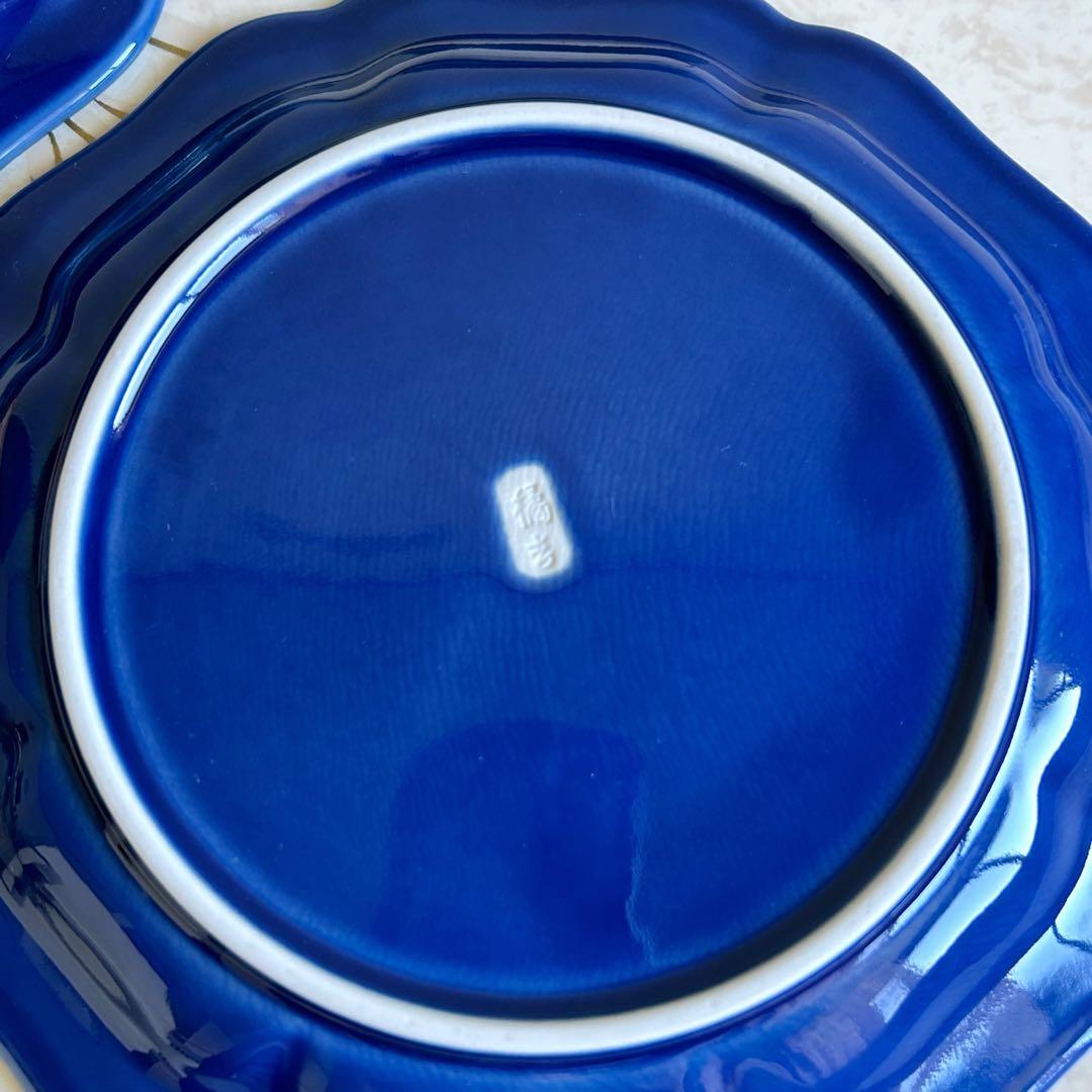 たち吉　瑠璃　八角中皿　5枚セット　藍染　輪花皿　中皿　大皿　八角皿