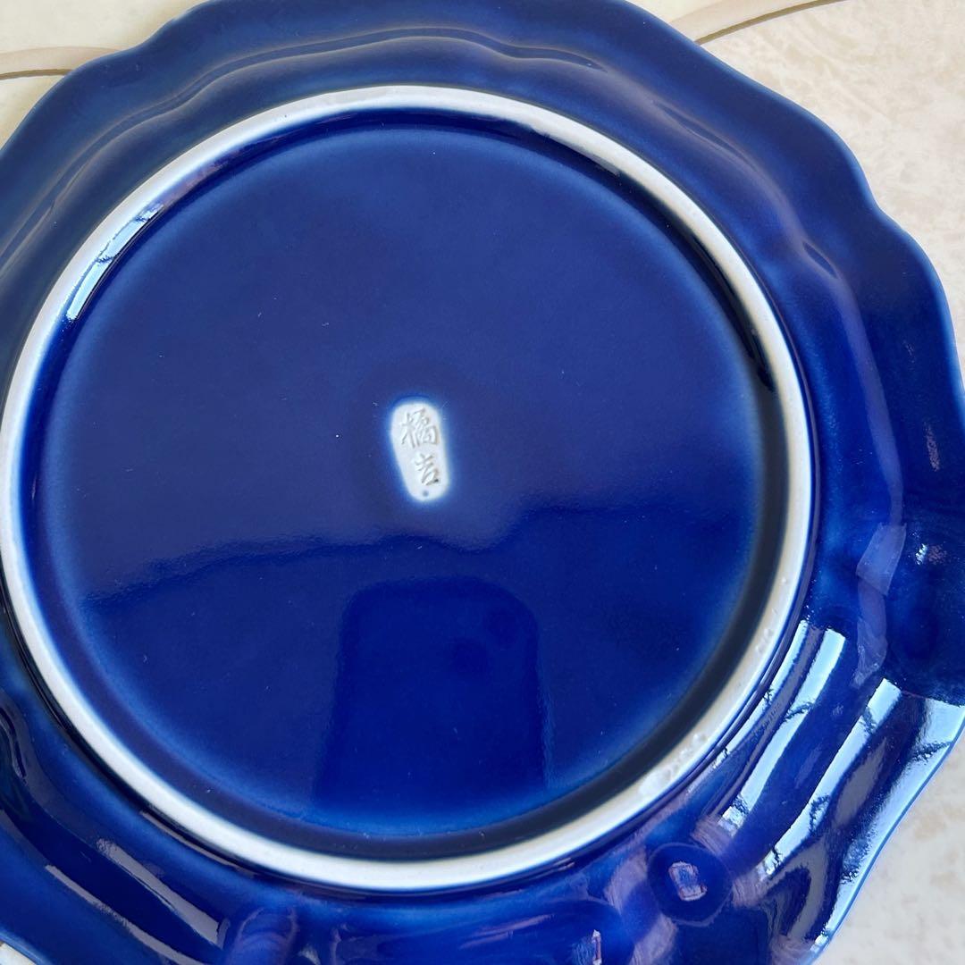 たち吉　瑠璃　八角中皿　5枚セット　藍染　輪花皿　中皿　大皿　八角皿