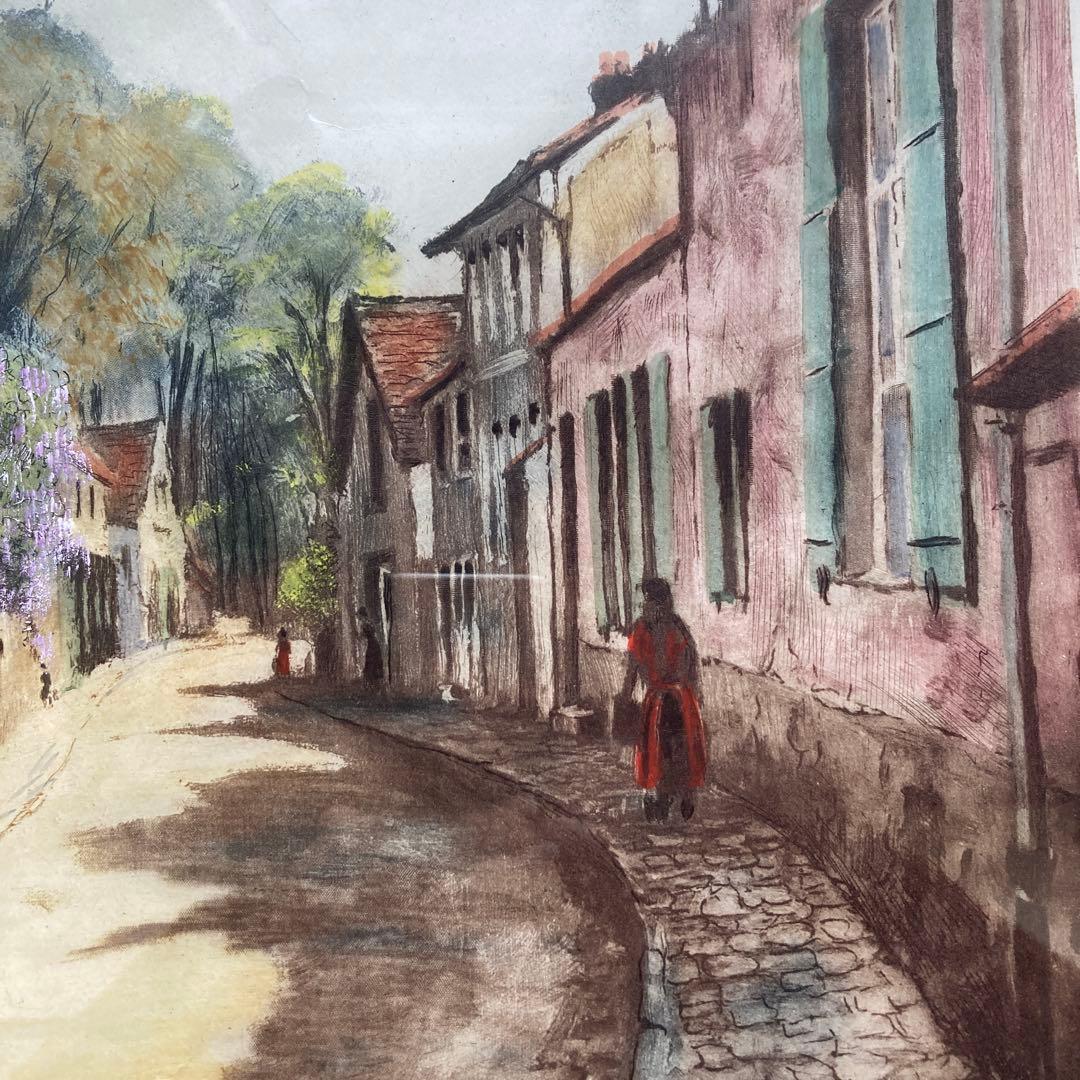 フランソワ　ミレー「バルビゾンの村」復刻版画　額約61×51版画29×22￼cm