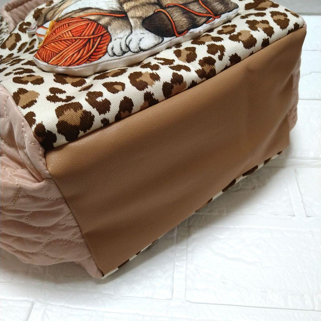 ゆ*ら様 コヤンイサムチョン☆ころりんトートバッグ　ヒョウ柄＆ハートキルト　茶猫