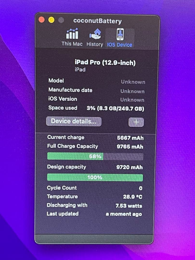 iPad Pro 12.9 A1876 第3世代 256GB バッテリー100%