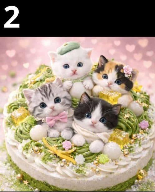 オーダーページ　ハンカチ2331 ねこちゃんケーキ柄　ハンドメイド3/11