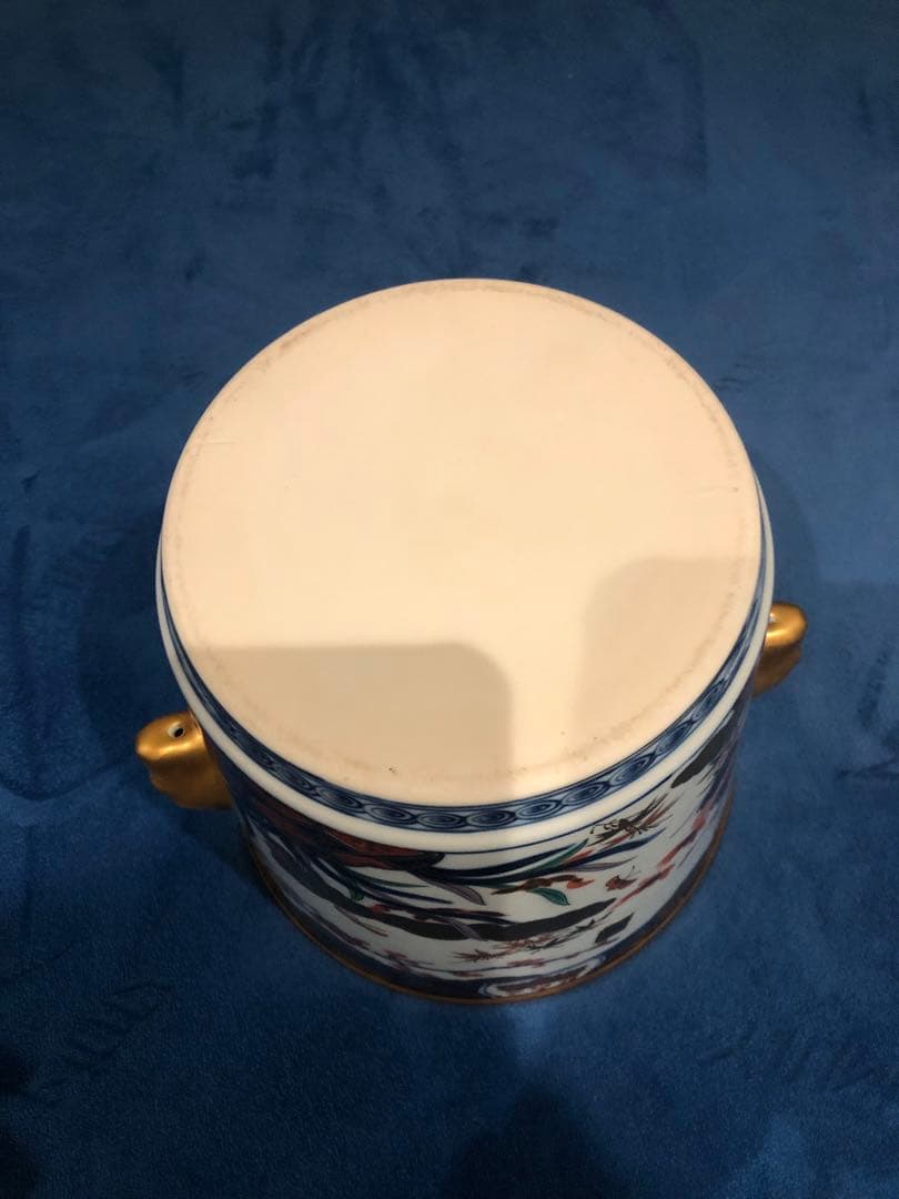 龍峰窯　ワインクーラー　陶器　染錦金彩四君子　三洋陶器