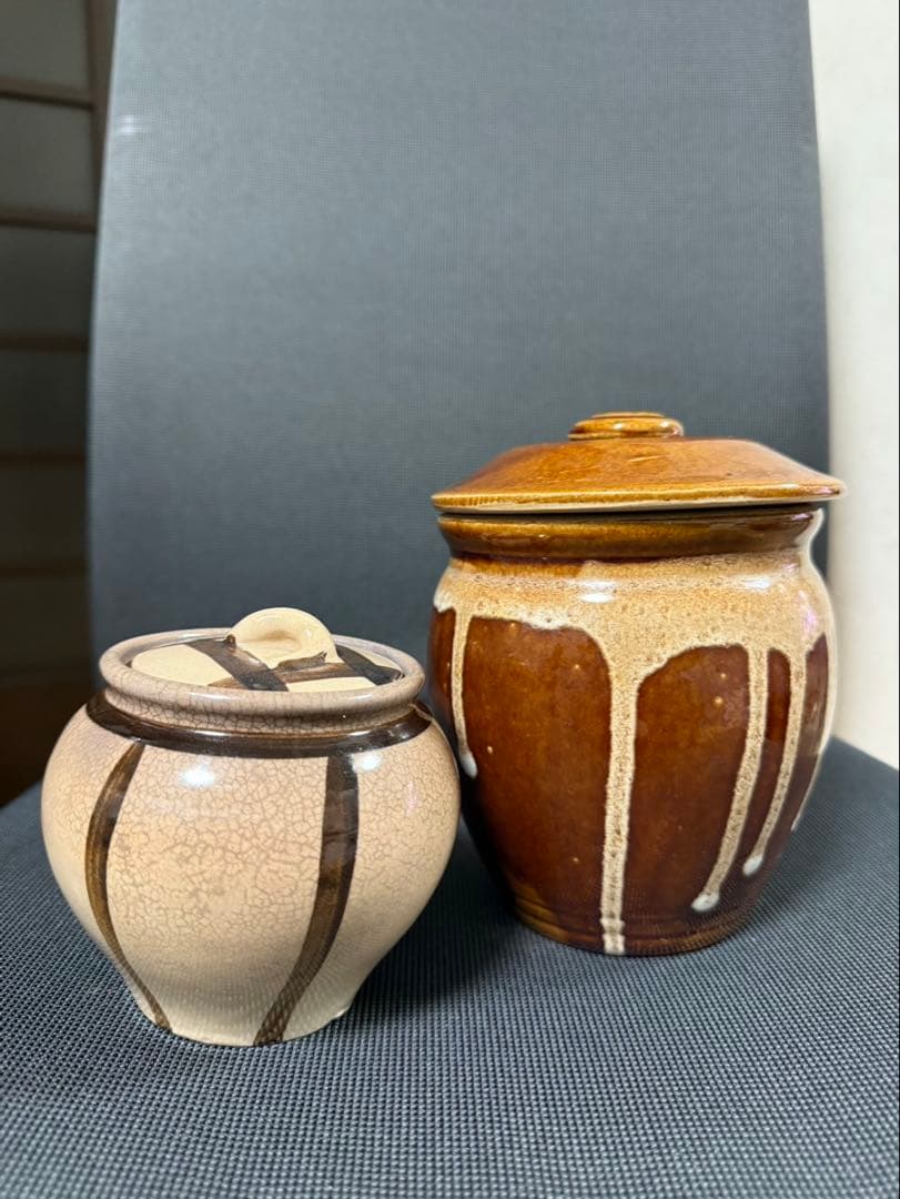 葢付きの壺2ケセット