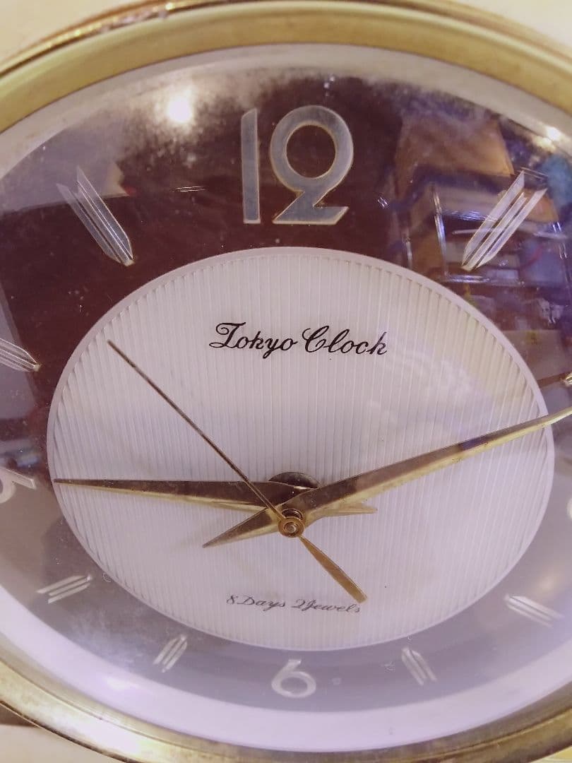 東京時計 レトロ置時計 ゴールド/ブラウン