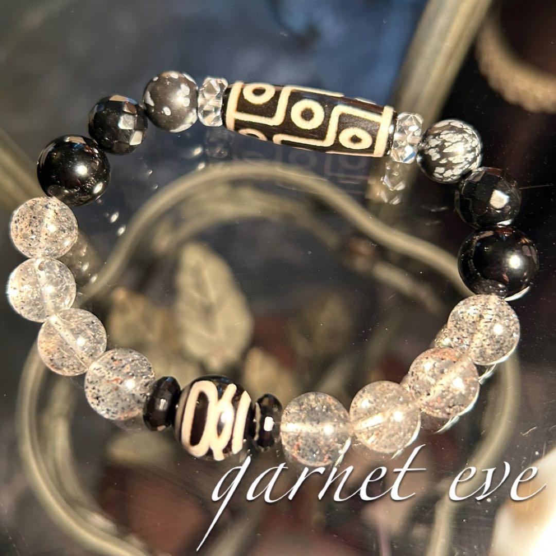 【開運✨SALE】 eve♡九眼天珠✨財神天珠✨ブラックマイカインクォーツ✨