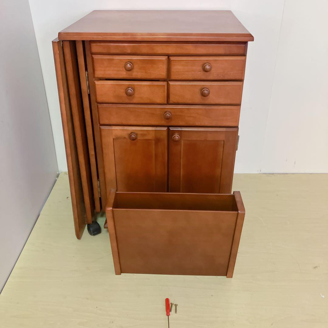 キャスター付き　木製　バタフライテーブル　バタフライワゴン　電源コード付き