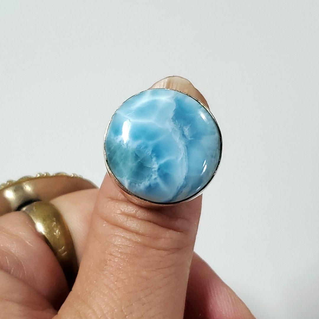 ラリマー　まんまる フリーサイズリング S925