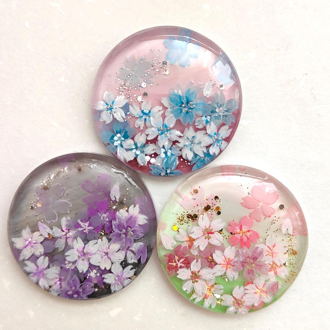【1000】ハンドメイド　レジン　ヘアゴム　ポニーフック　手描き