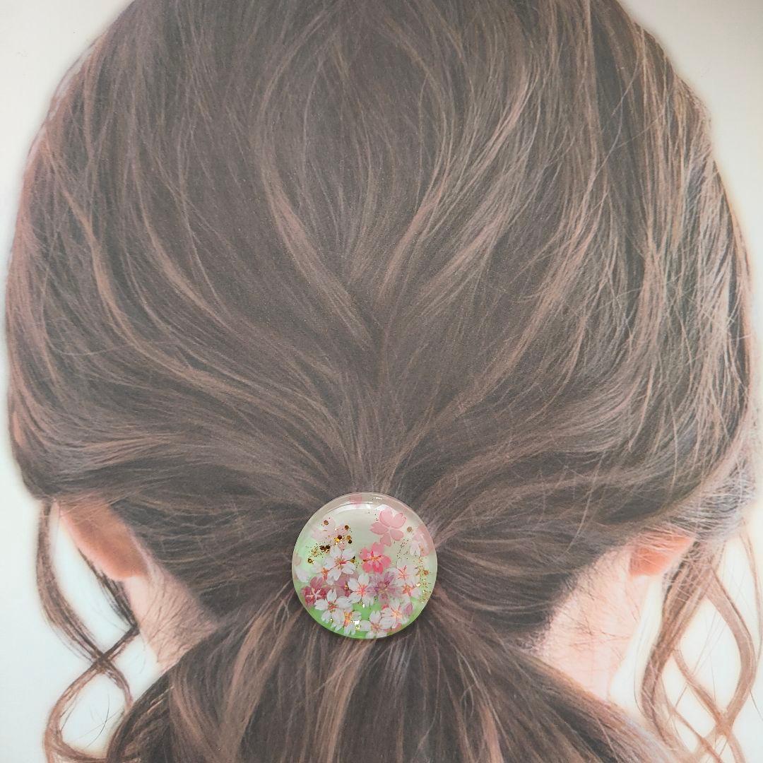 【1000】ハンドメイド　レジン　ヘアゴム　ポニーフック　手描き