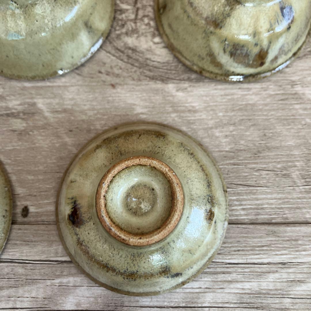 D-4 【味わいある和陶器】手作り 小鉢 5客セット 豆鉢 お猪口 貫入 古道具