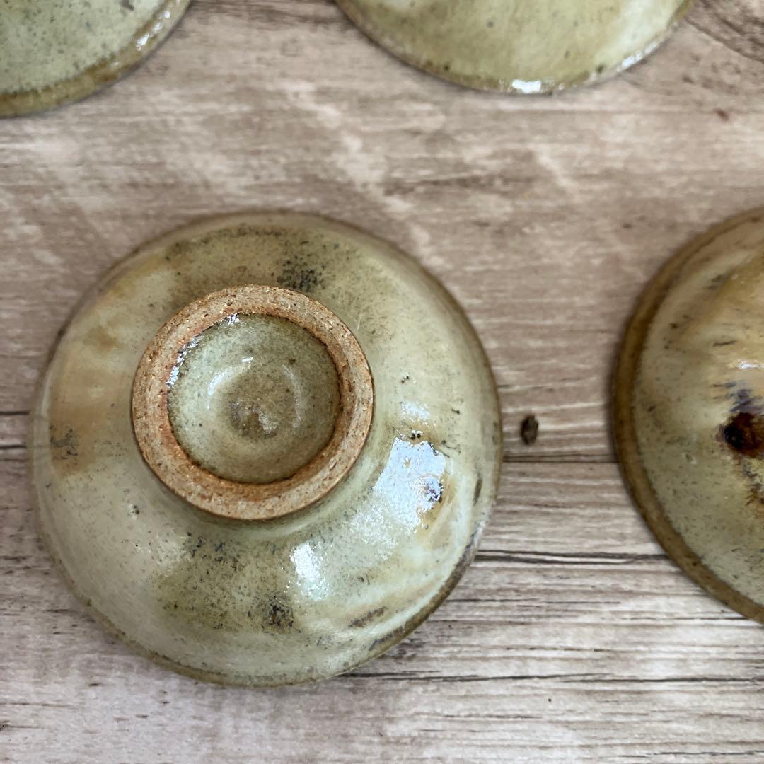 D-4 【味わいある和陶器】手作り 小鉢 5客セット 豆鉢 お猪口 貫入 古道具