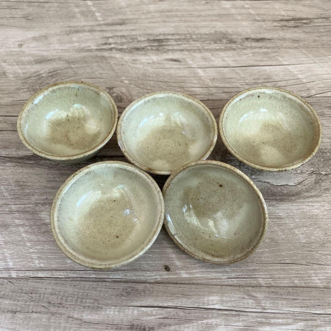 D-4 【味わいある和陶器】手作り 小鉢 5客セット 豆鉢 お猪口 貫入 古道具