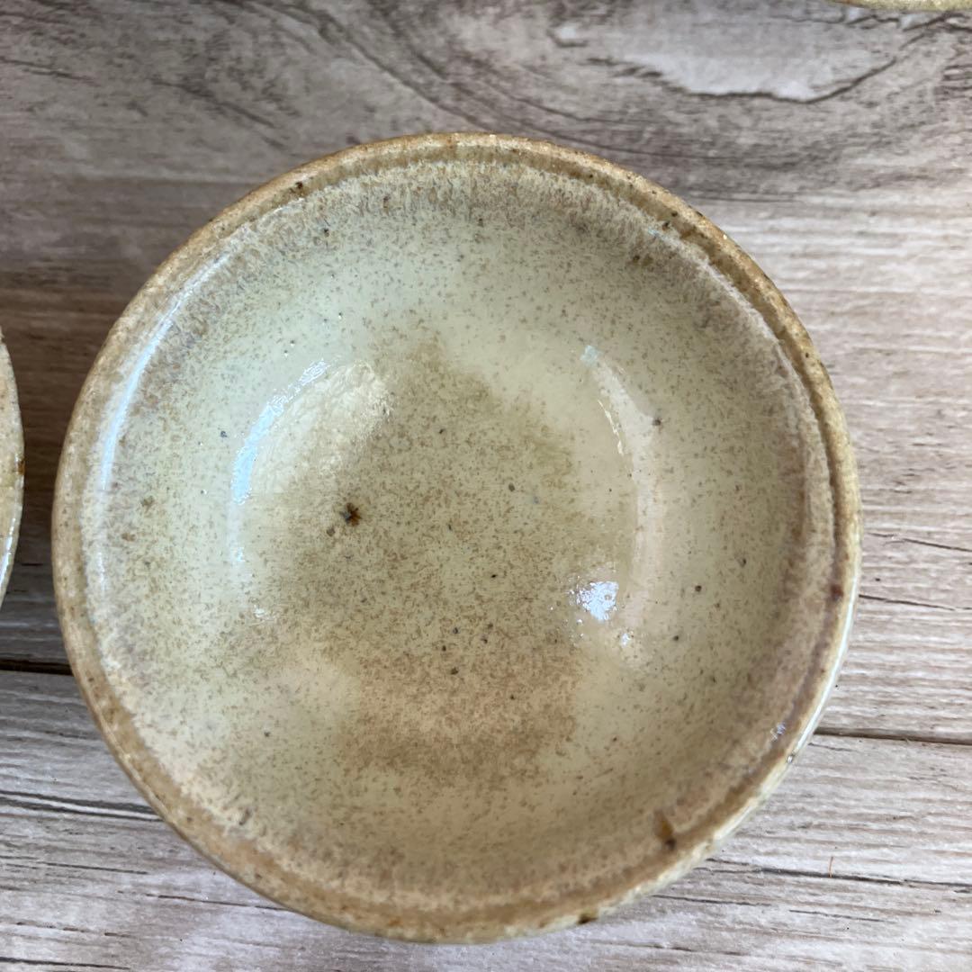 D-4 【味わいある和陶器】手作り 小鉢 5客セット 豆鉢 お猪口 貫入 古道具