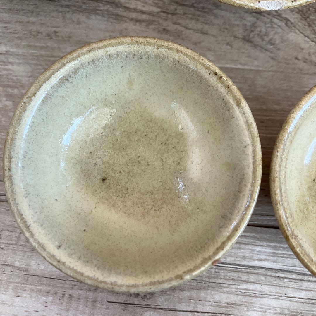 D-4 【味わいある和陶器】手作り 小鉢 5客セット 豆鉢 お猪口 貫入 古道具