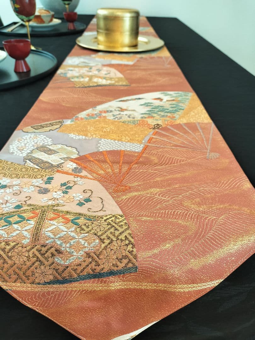 A629★高級‼️豪華刺繍‼️ひな祭り‼️袋帯正絹テーブルランナー2ｍ5cm