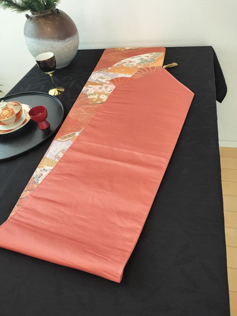 A629★高級‼️豪華刺繍‼️ひな祭り‼️袋帯正絹テーブルランナー2ｍ5cm