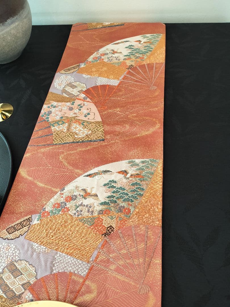 A629★高級‼️豪華刺繍‼️ひな祭り‼️袋帯正絹テーブルランナー2ｍ5cm