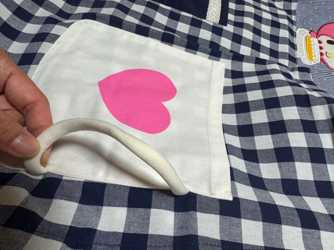 My Melody チェック柄エプロン　マイメロ　エプロン　ネイビー　サンリオ