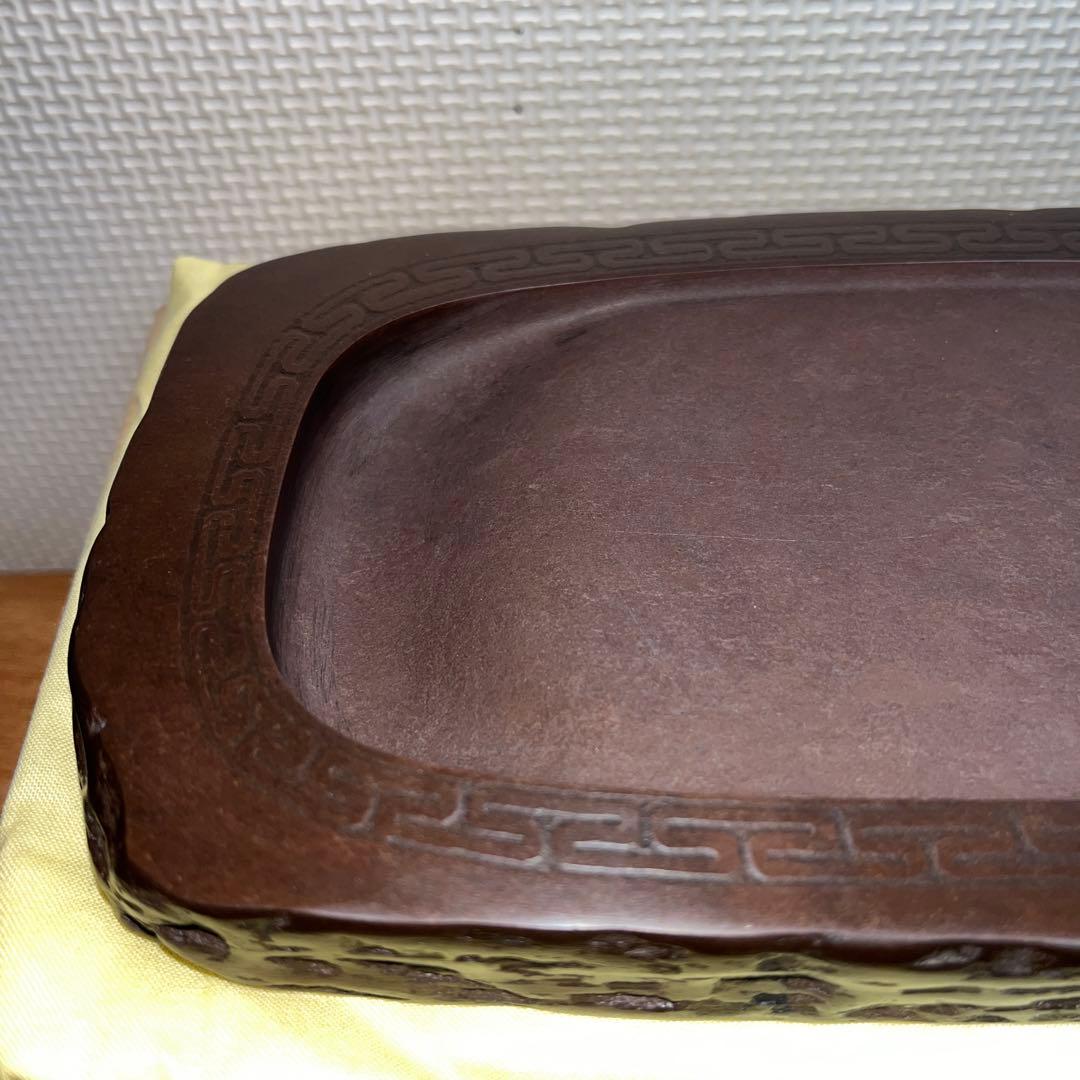 ⭕️赤間硯　名工　堀尾信夫　線研　野面硯　美品　小六四寸　女性好み作品