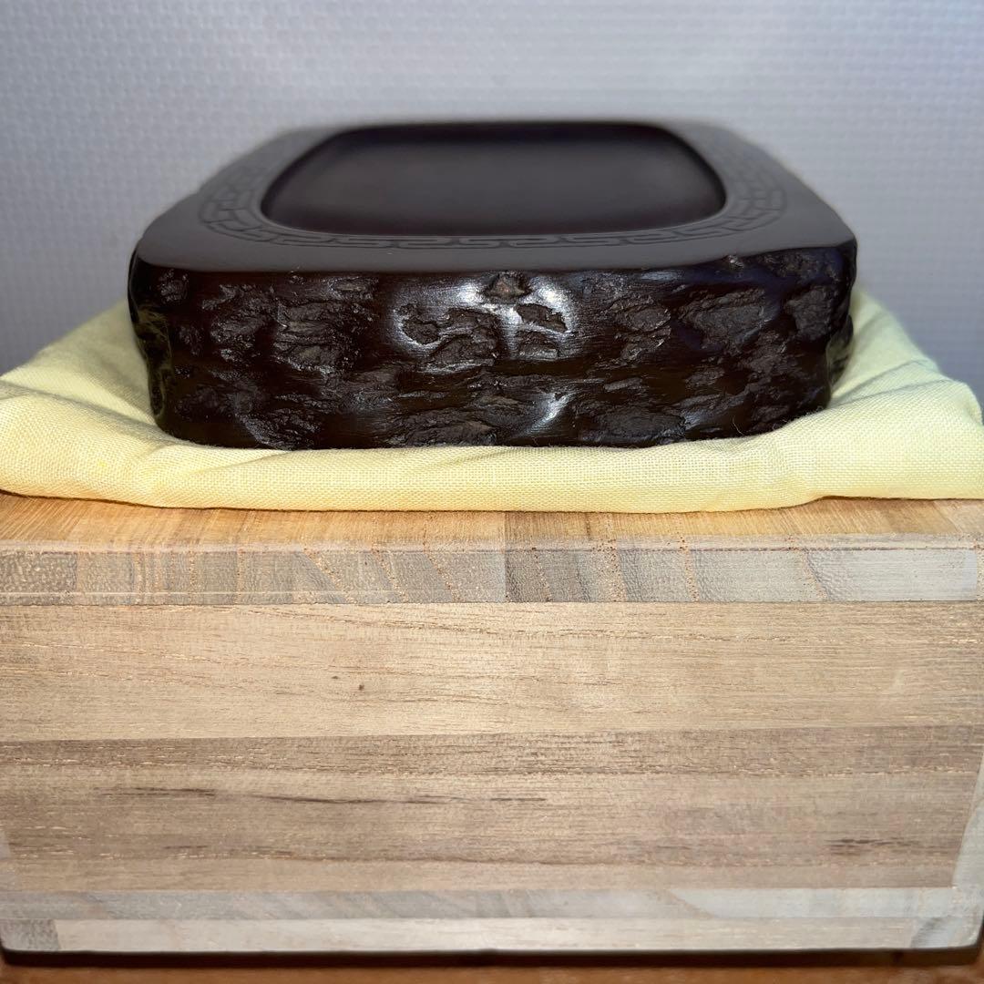 ⭕️赤間硯　名工　堀尾信夫　線研　野面硯　美品　小六四寸　女性好み作品