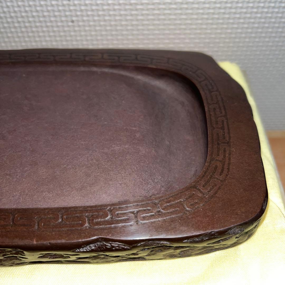 ⭕️赤間硯　名工　堀尾信夫　線研　野面硯　美品　小六四寸　女性好み作品