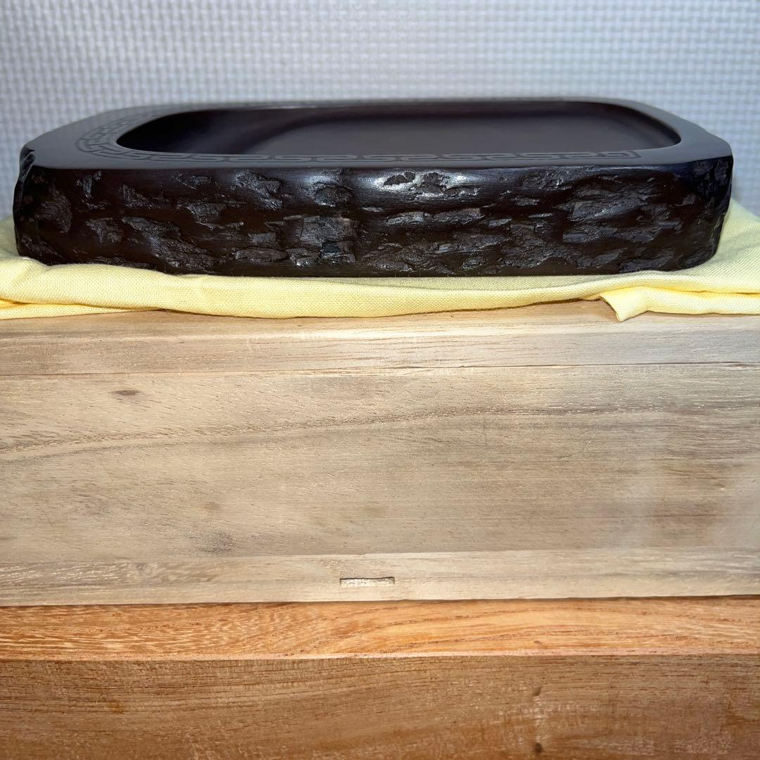 ⭕️赤間硯　名工　堀尾信夫　線研　野面硯　美品　小六四寸　女性好み作品