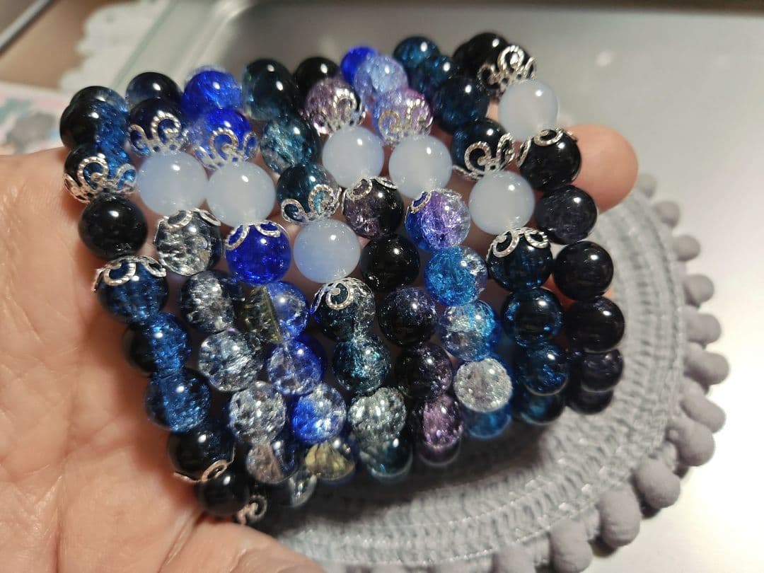 ビーズブレスレット【OnlyOneシリーズ(その他)-DarkBlue-】