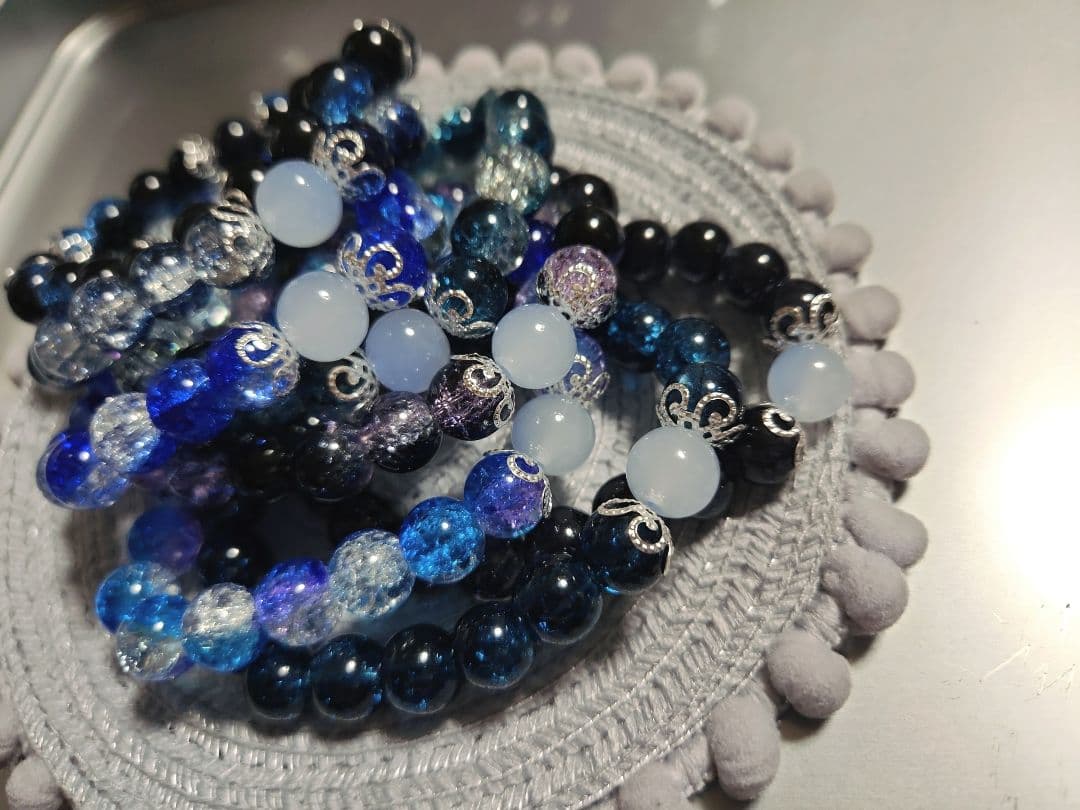 ビーズブレスレット【OnlyOneシリーズ(その他)-DarkBlue-】