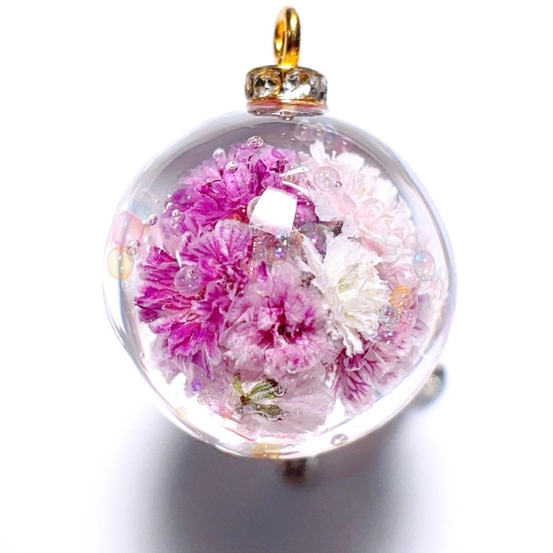K015 レジン　ネックレス　花珠　球体　2.6cm