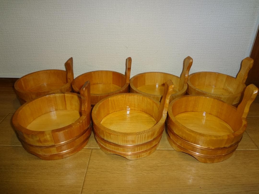未使用品　７個　片手盛桶 (目皿なし) 木製 外径φ145　保管品 2