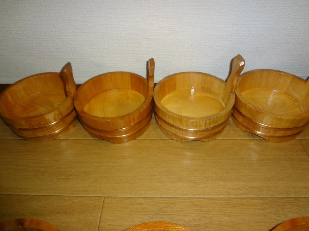 未使用品　７個　片手盛桶 (目皿なし) 木製 外径φ145　保管品 2