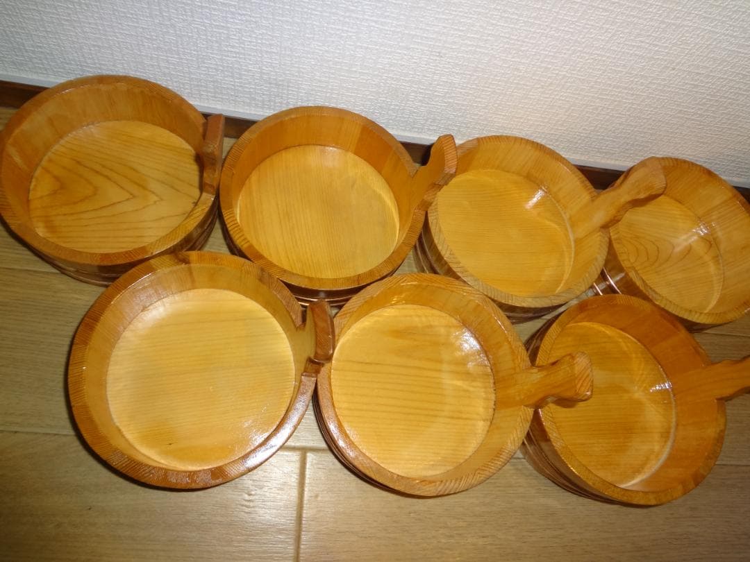 未使用品　７個　片手盛桶 (目皿なし) 木製 外径φ145　保管品 2