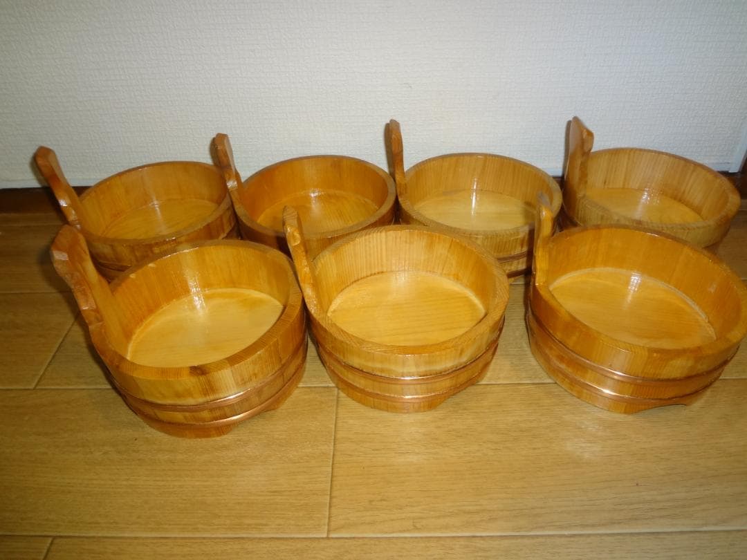 未使用品　７個　片手盛桶 (目皿なし) 木製 外径φ145　保管品 2