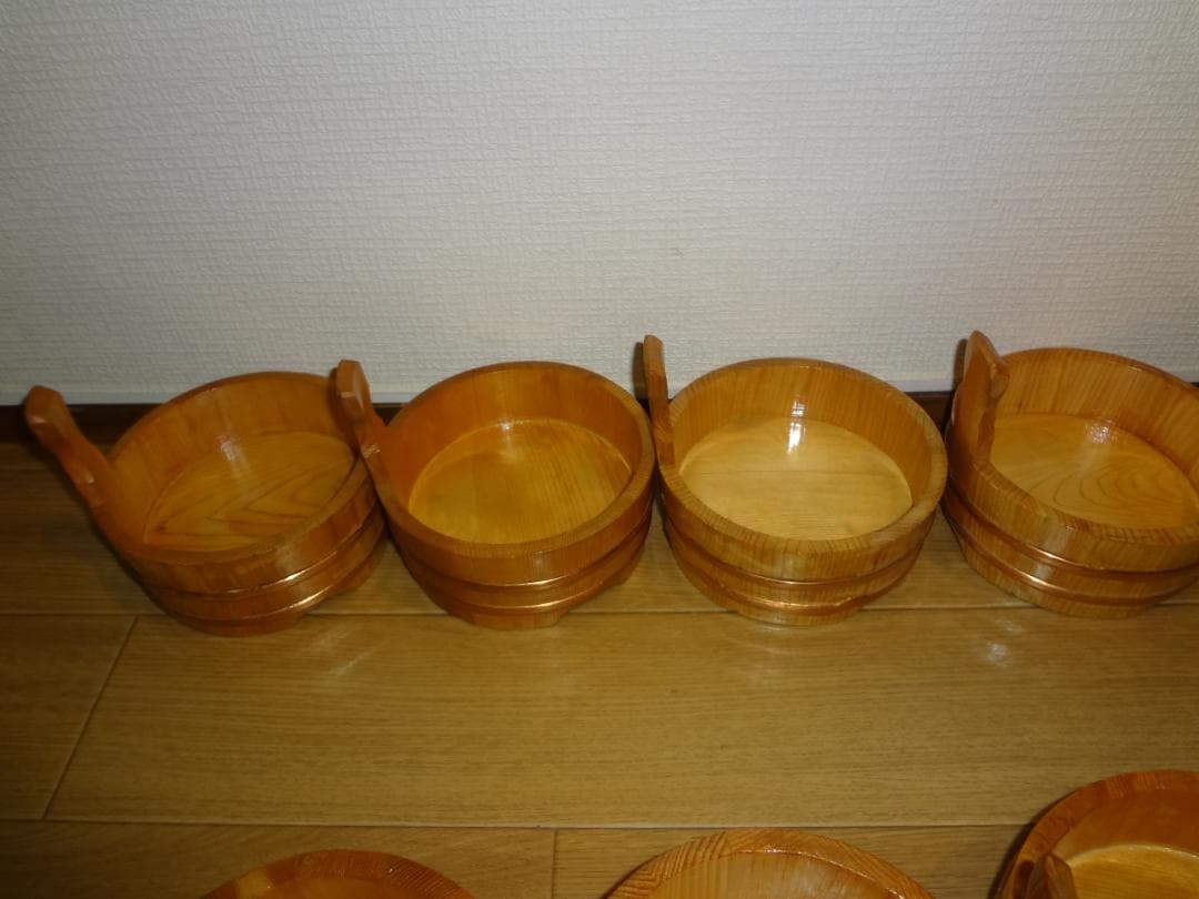 未使用品　７個　片手盛桶 (目皿なし) 木製 外径φ145　保管品 2