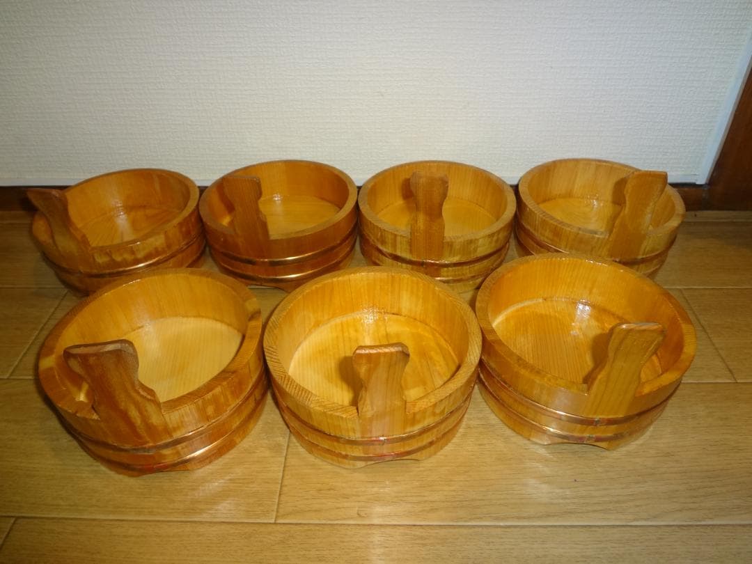 未使用品　７個　片手盛桶 (目皿なし) 木製 外径φ145　保管品 2