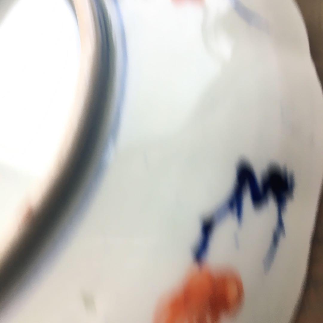 古伊万里　赤絵　富貴長春/ 七寸皿/染錦/金彩　染付/五枚