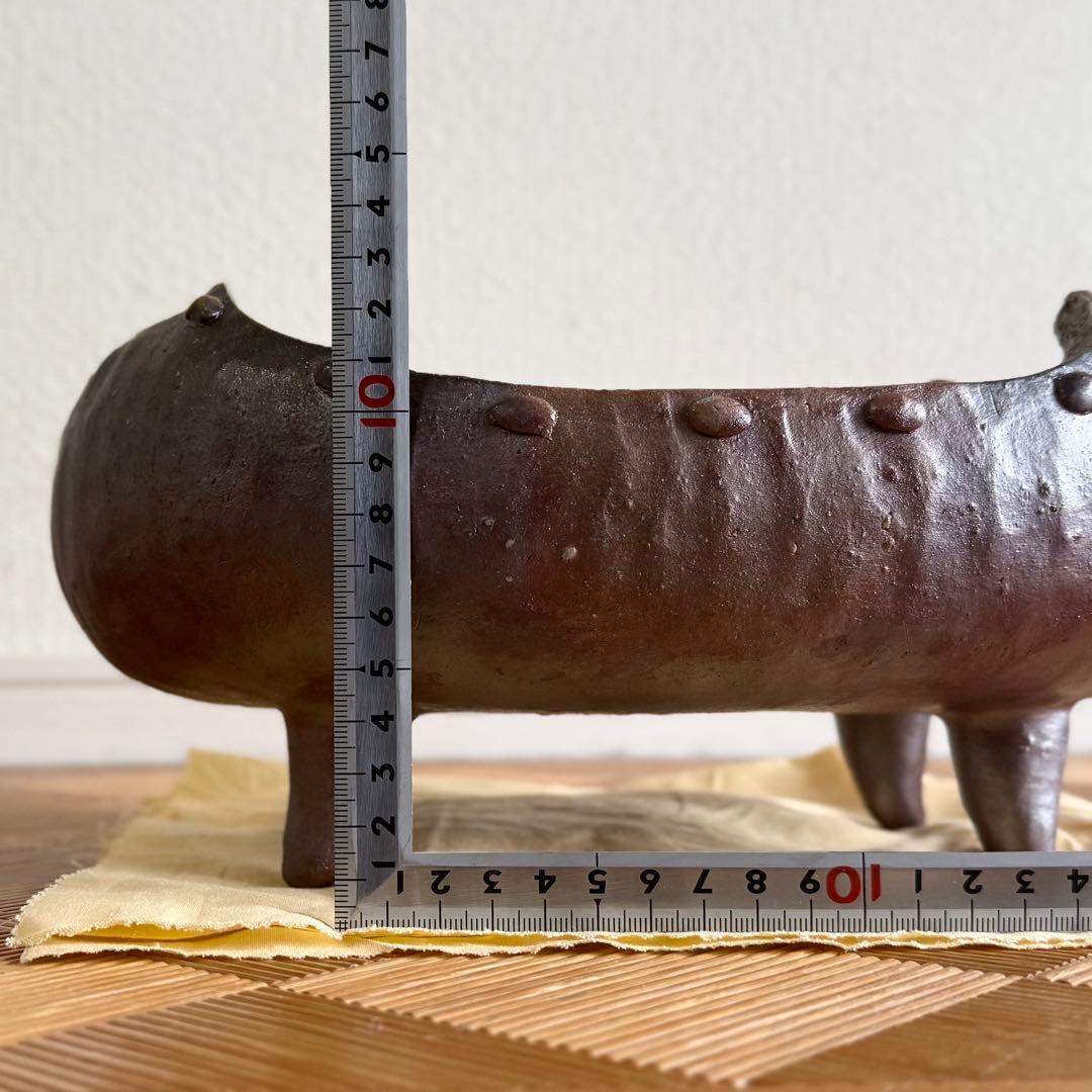 SNT1604 備前焼 小山一草 造 四足 備前水盤 共箱 伝統工芸品