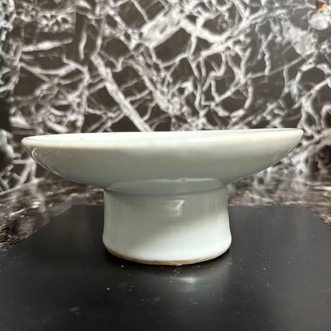 李朝、祭器、白磁、高台皿。完品。箱。