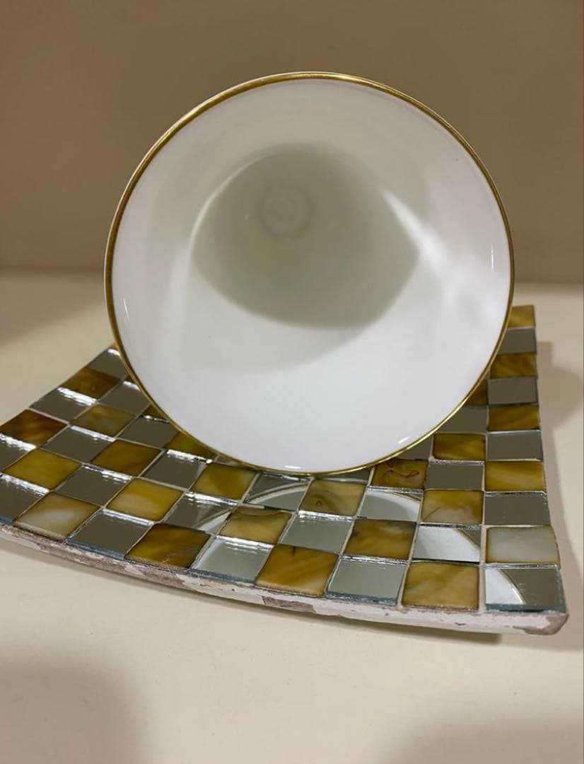  花柄陶器花瓶 金縁付き