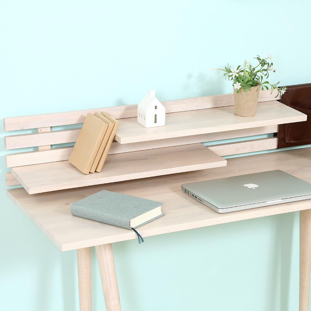 天然木デスクチェアセット クッション付き 幅120cm ホワイトウォッシュ