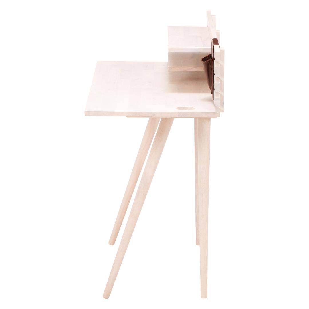 天然木デスクチェアセット クッション付き 幅120cm ホワイトウォッシュ