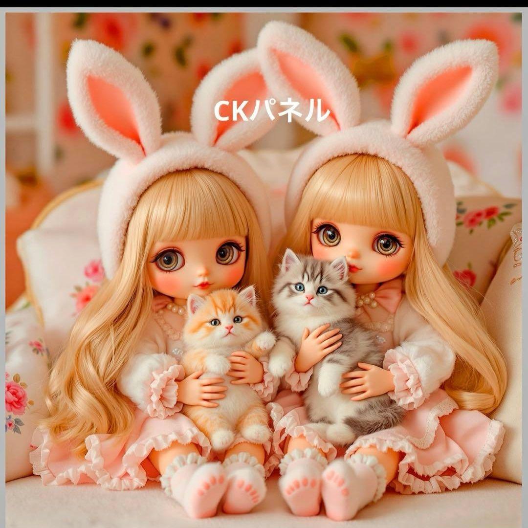うさぎとさくらんぼパネル生地　ハンドメイド
