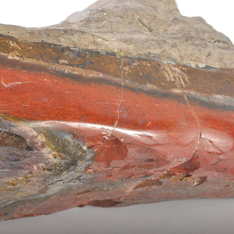 鑑賞石　天然石　赤石　置物　唐木台付　V　5493