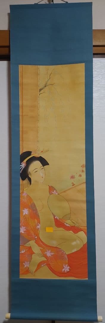 ご希望額まで値下げ～@裸の着物女性 風呂・涼み 肉筆掛軸2本 春画性風俗画